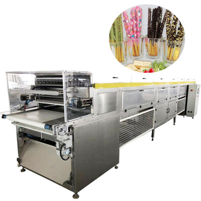 Καλή τιμή 1300kg/h Μηχανή Enrober σοκολάτας Αεροψύξη Pocky Stick διπλή επικάλυψη γραμμή παραγωγής σε απευθείας σύνδεση